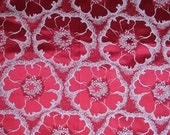 30s 40s Fabric Vintage Ruby Satin Damask Brocade Large Flower ...oh my