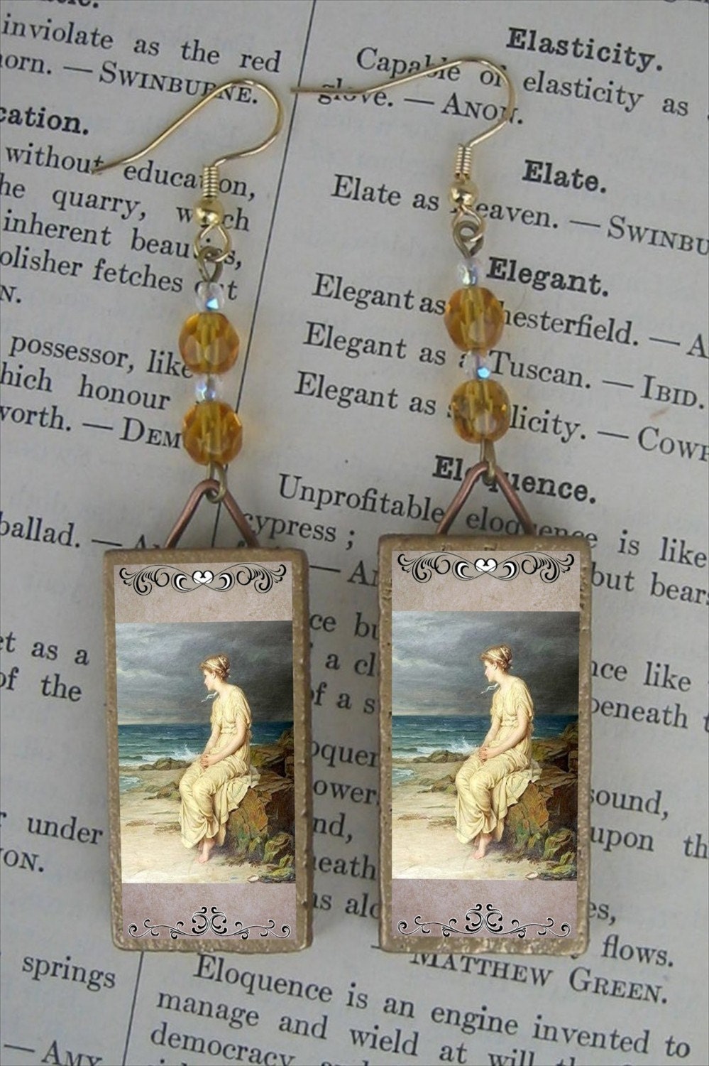 John William Waterhouse MIRANDA of the TEMPEST Shakespeare EARRINGS