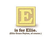 Wooden Block Print Personalized with First Letter Initial and Name (or Choice of Text) 8 X 10
