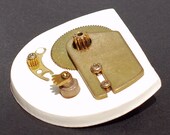 Steampunk Jewelry- Brass on Ivory Upcycled Brooch