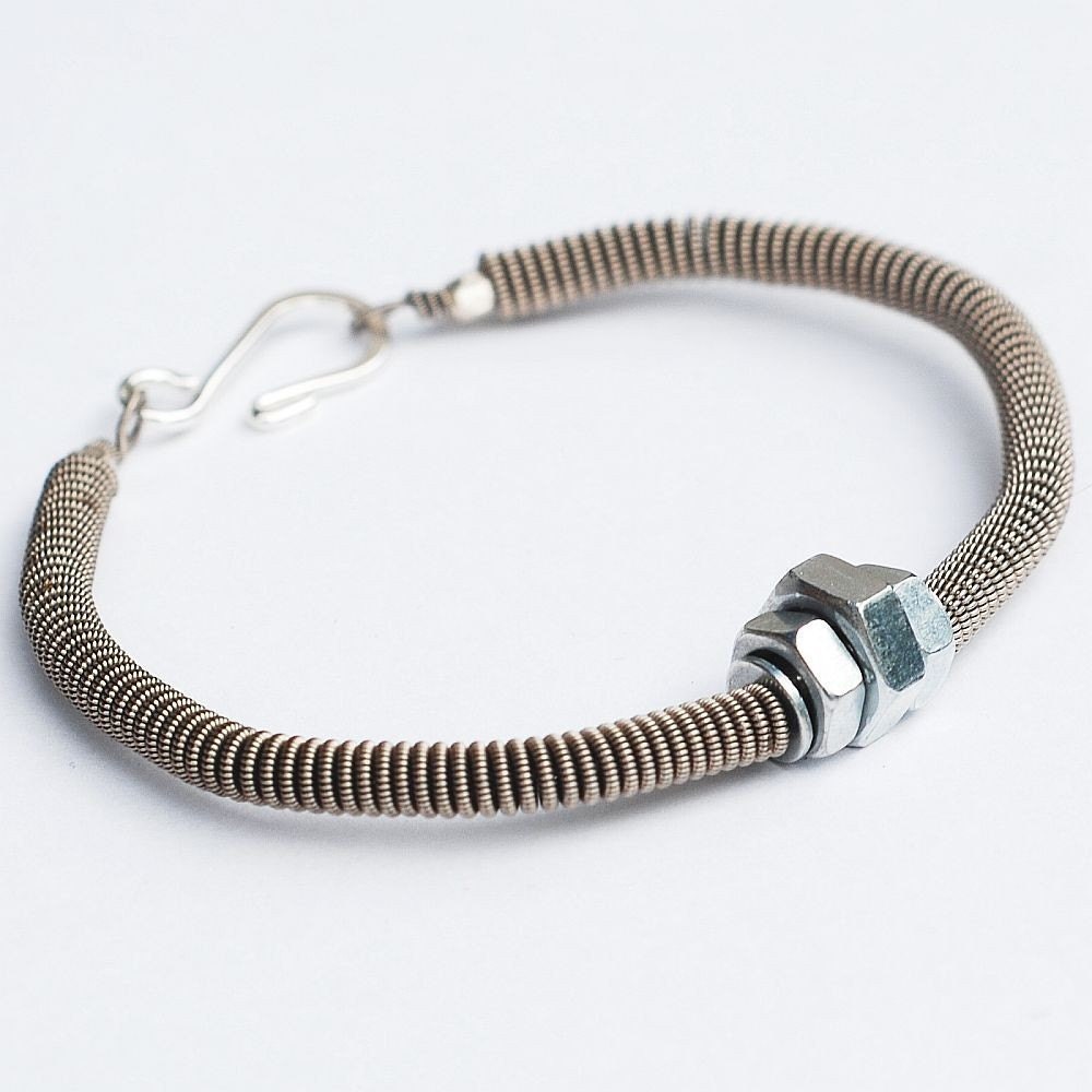 Guitar String Bracelet- Upcycled Silver Hardware Jewelry