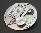 Steampunk Jewelry- Watch Face Upcycled Silver Pin
