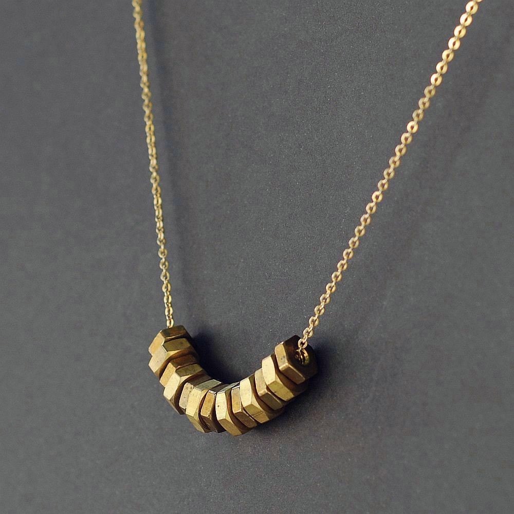 Found Object Jewelry- Upcycled Modern Brass Hardware Choker Necklace