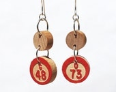 Found Object Jewelry- Upcycled Vintage Bingo Game Piece Earrings