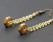 Found Object Jewelry- Brass Upcycled Hardware and Chain Earrings