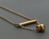 Brass Bar & Hardware Necklace- Modern Found Object Jewelry