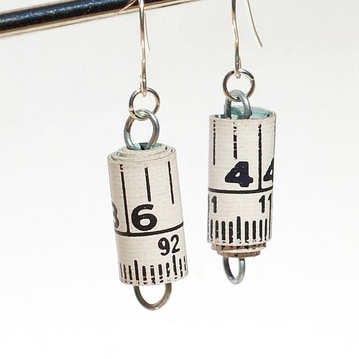 Found Object Jewelry- Upcycled Tape Measure Earrings