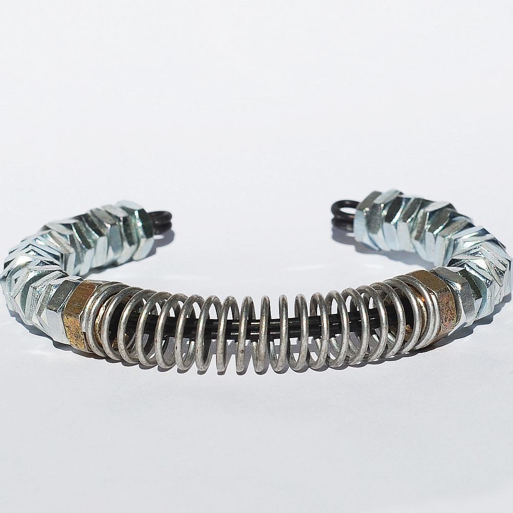 Industrial Hardware Bracelet- Upcycled Silver Found Object Jewelry Cuff Bracelet