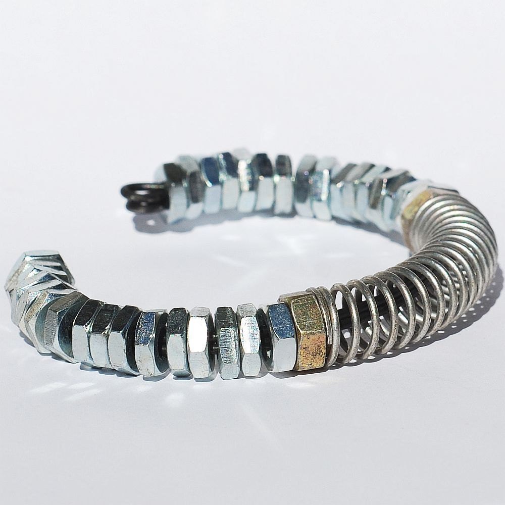 Industrial Hardware Bracelet- Upcycled Silver Found Object Jewelry Cuff Bracelet