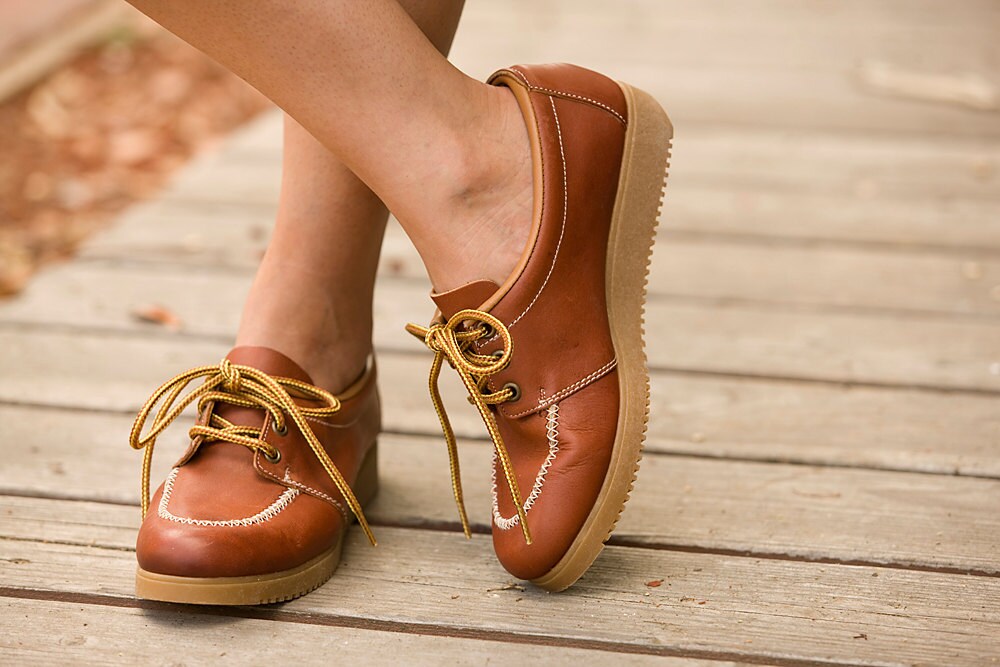 brown wedge oxfords