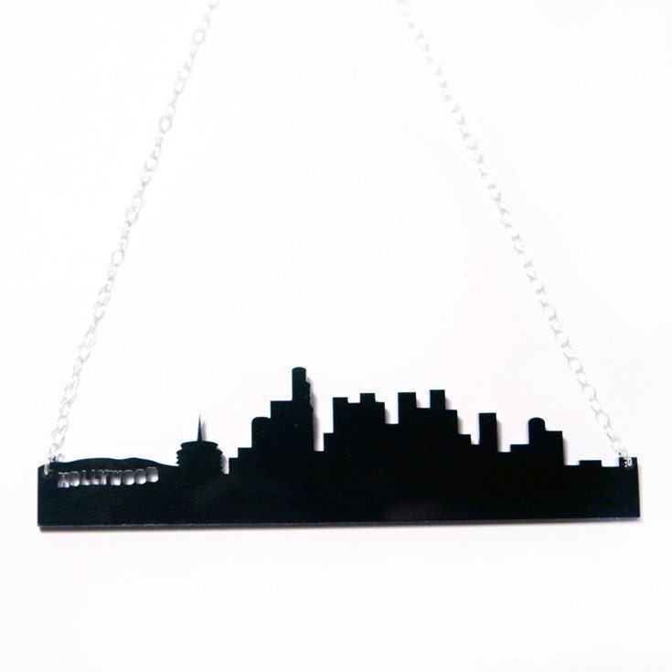 los angeles LA skyline acrylic necklace