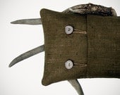 Deer Antler Decor PILLOW COVER with Natural Buttons in Wheat Burlap by JillianReneDecor Jute Twine Rustic Woodland Cabin Fall Winter Home - JillianReneDecor