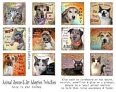 PeT ReScUe collage sheet adoption cat dog shelter twinchie 2x2 ornie pendant brooch animal sayings