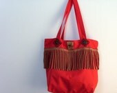 Large Red Tote Bag / Regal Gold - Red Bullion Trim / Pomp and Circumstance Bag / Velvet Damask / Zippered Fashion Bag / OOAK