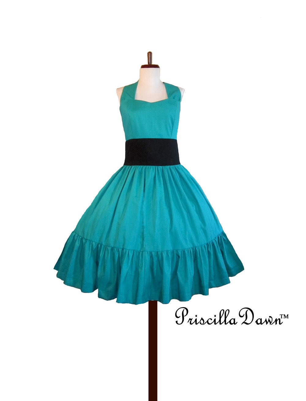Custom in your size Teal Rockabilly Swing Dress