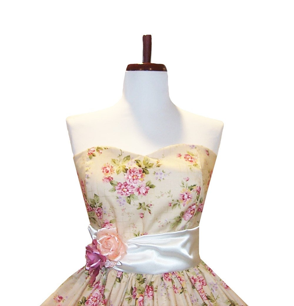 Custom In Your Size Floral Teaparty Dress Summer Prom Womens full skirt dress 1950s style