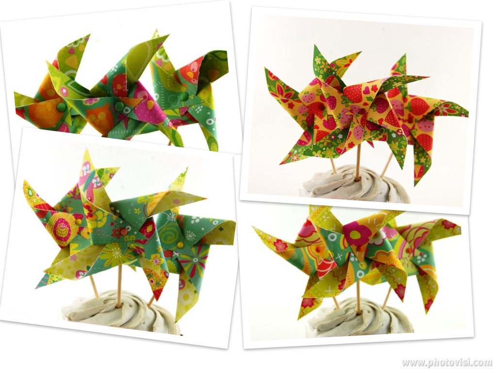 Berry Sweet Collection Pinwheel Cupcake Toppers Set of 12 Choose Your Pattern Il_570xn