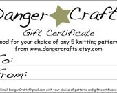 Gift of any 5 Danger Crafts Knitting Patterns Pdf