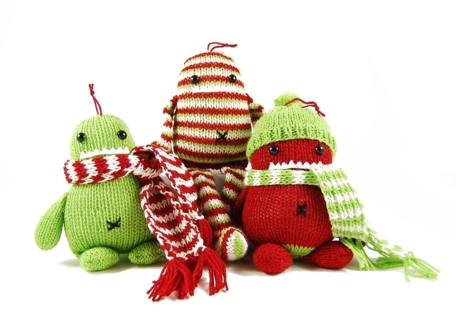 Holly Ivy and Steve Three Christmas Hooligans Ornament Knitting Pattern Pdf INSTANT DOWNLOAD