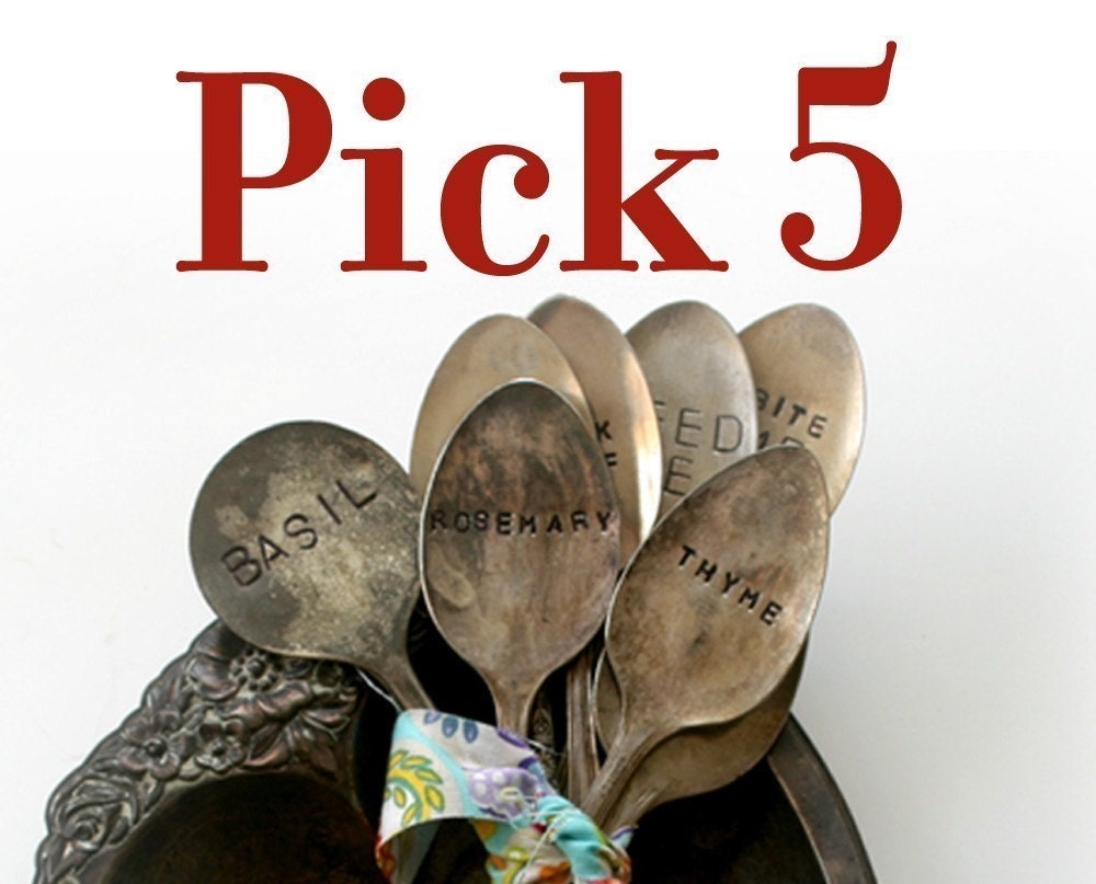 Silverware Garden Marker Stamped Plant Stake Pick 5