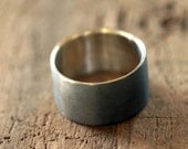 Mens sterling silver wedding ring large dark band