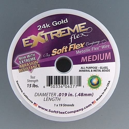 24k Gold Extreme Flex by Soft Flex Beading Wire .019in 30ft (1 spool)