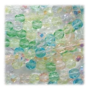 Czech Glass Firepolish Beads 6mm Spring Flowers Mix 17716
