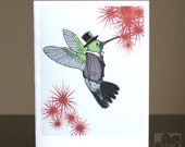 Dapper Hummingbird Blank Mini Art Greeting Card - Size A2