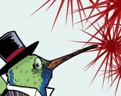 Dapper Spring Hummingbird 5x7 Giclee Illustration Print - Sir Hummington III