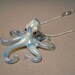 Blown-glass Pearl Blue Octopus Pendant Necklace on a Silver Chain