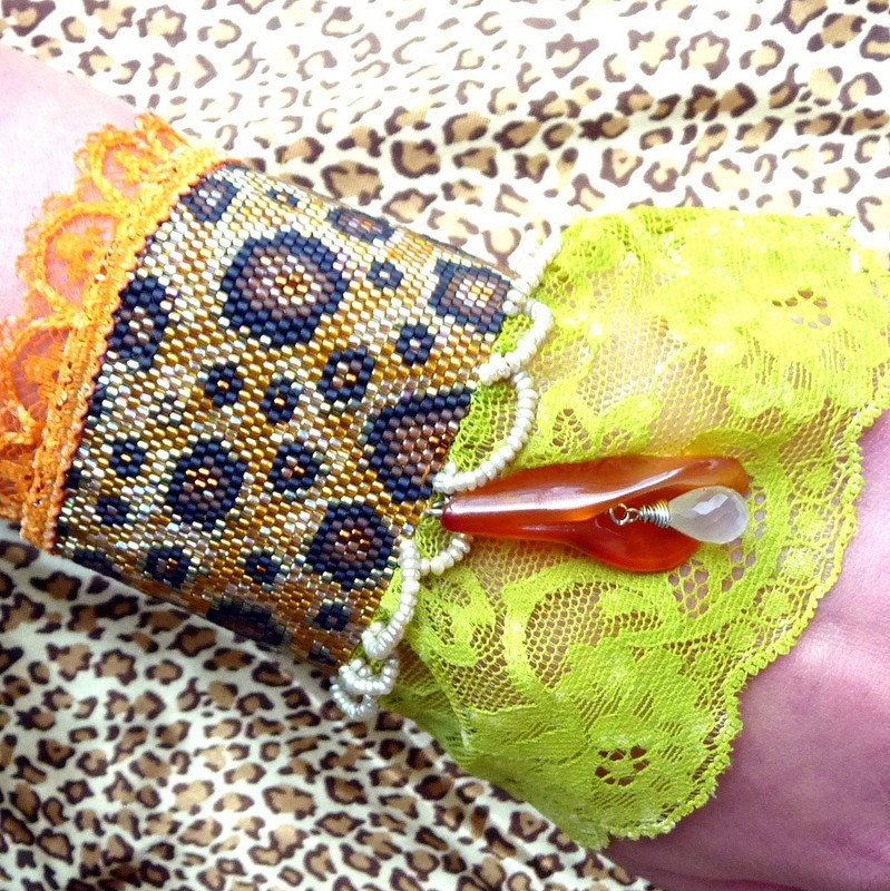 Big Top Leopard Beaded Wrist Cuff