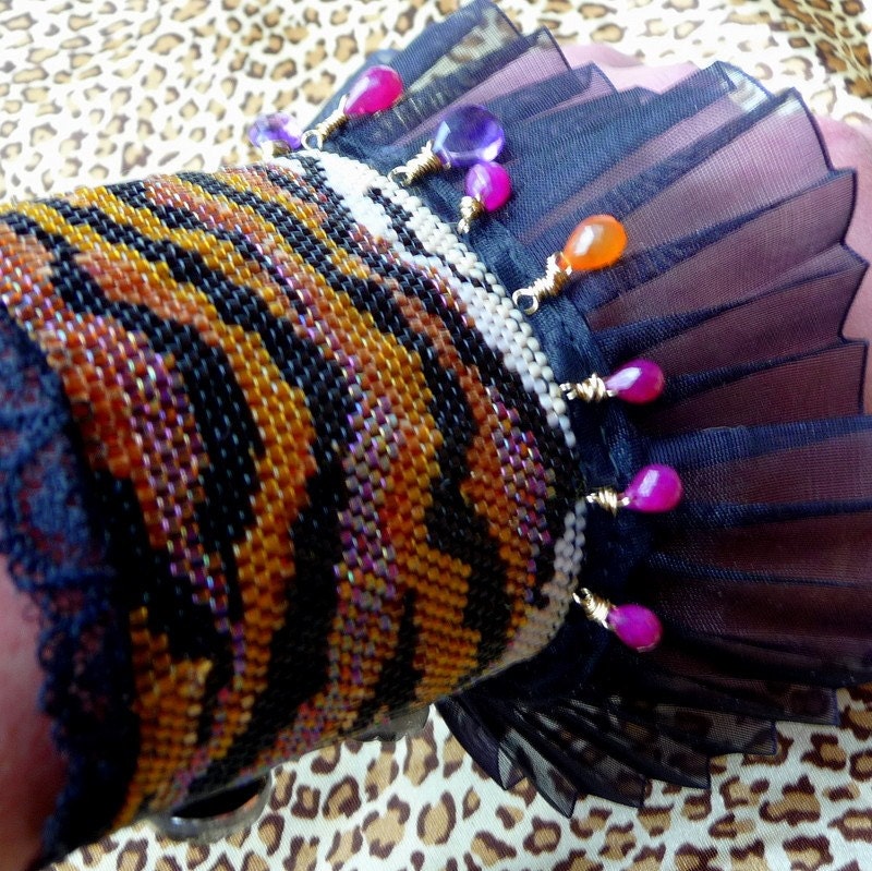 Big Top Tiger Cuff - Beadwoven Wrist Cuff