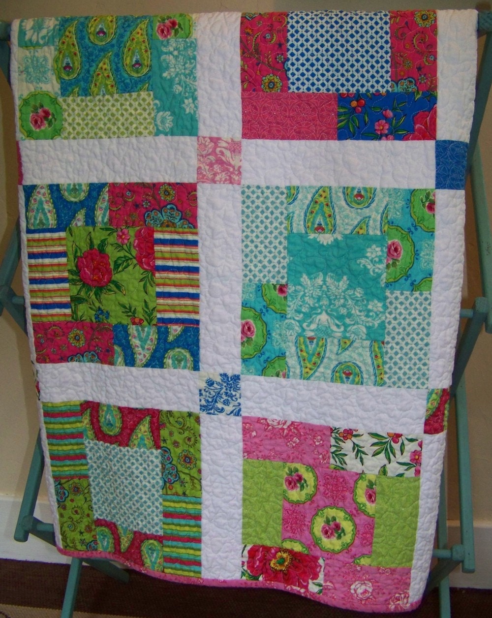Moda's Summer House Baby or Toddler Quilt or Table Topper - No. 1