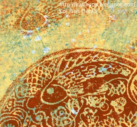 Koi Fish Gelatin Print Original Art Hand-pressed Monoprint on 8.5"x11" Stonehenge Paper
