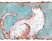 Reproduction Orange Cat hand pressed print polystyrene monoprint