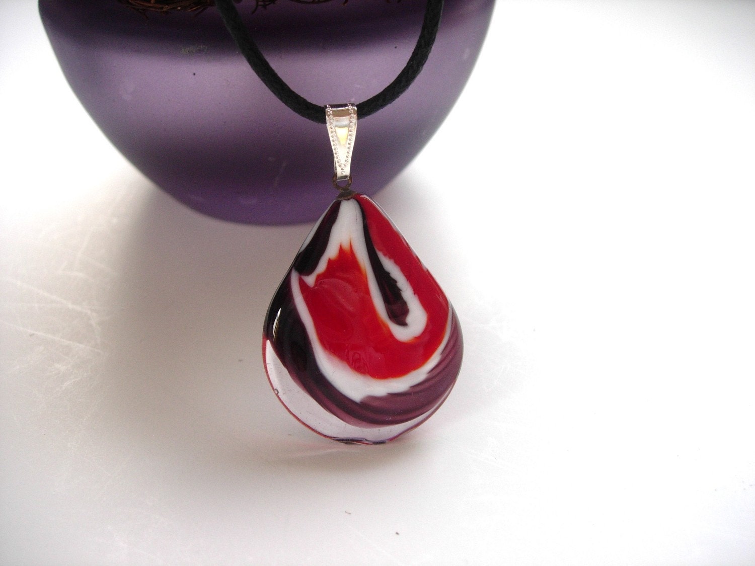 Red and Purple Purity Pendant - FloweredSkybeads
