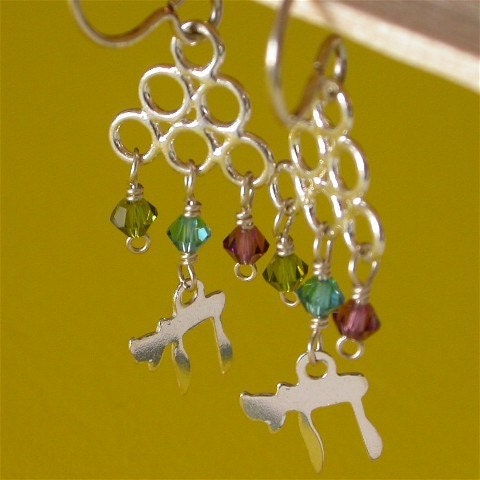 Judaica Sterling Silver Chai Earrings Handmade
