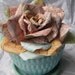 Handmade Paper Rose Vintage Map paper Sherbet shades San Diego Talladega for pin or clip