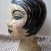 Mannequin Head mixed media Collage and handpainted French to English dictionary text Altered art Folk art