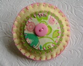 Layered Circles Felt Flower Brooch Pin in Yellow