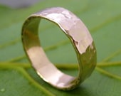 14K Rose Gold Mens Wedding Band, 5mm Wide Ring, Hammered, size 10.25 through 12, any size available