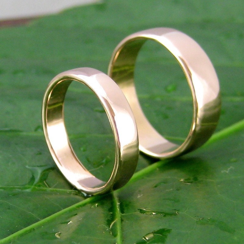 14k Rose Gold Perfect Wedding Band or Ring Set, 4mm and 5mm, customizable, Sea Babe Jewelry
