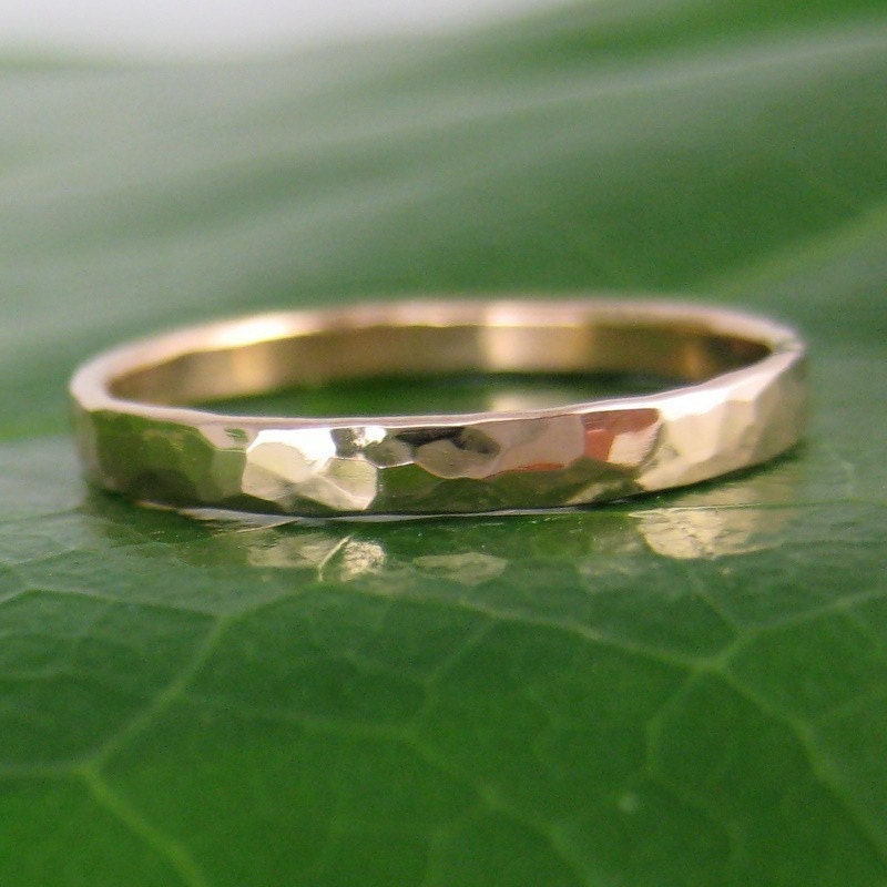 14K Rose Gold Hammered Ring 2mm size 6.25 through 9, any size available, Sea Babe Jewelry