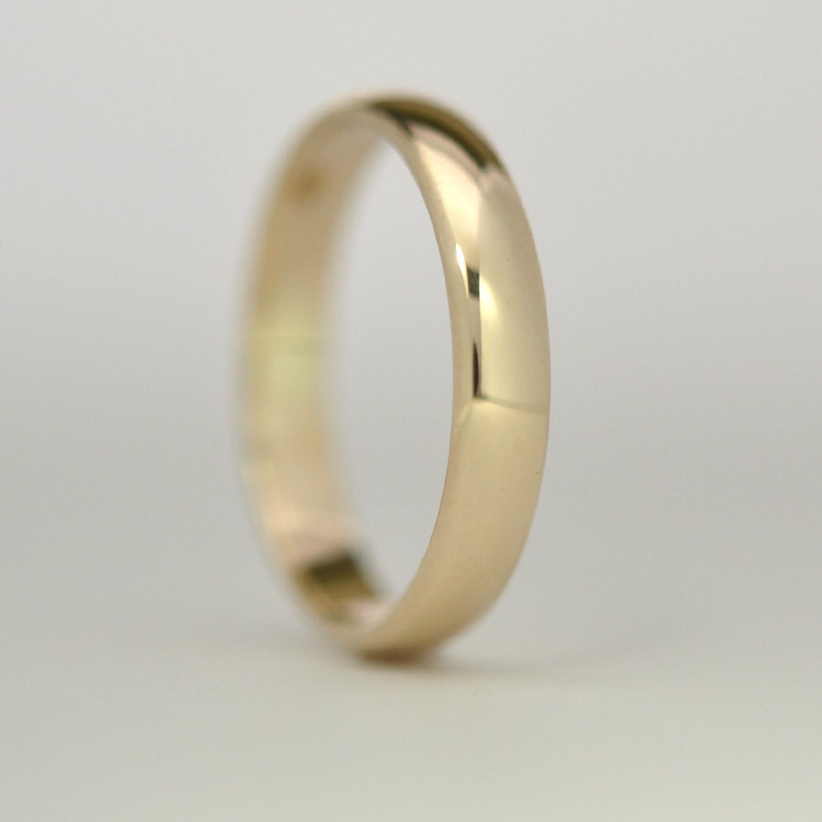 14K Yellow Gold Half Round Wedding Band, 4mm, Classic, sizes 8.25 to 10 this listing, Sea Babe Jewelry
