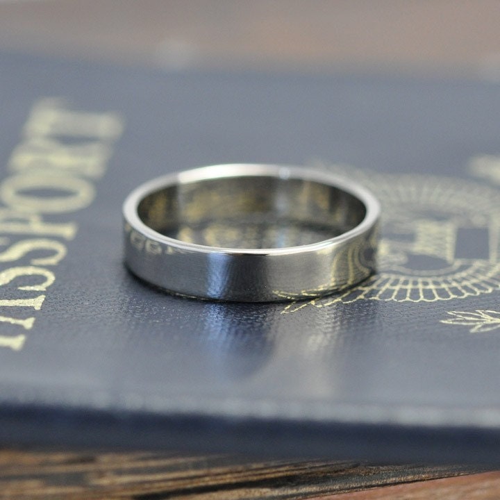The White Gold Wedding Ring, Hand forged 18k Palladium White Gold 4mm Band, size 8.25 through 10, any size available, Sea Babe Jewelry