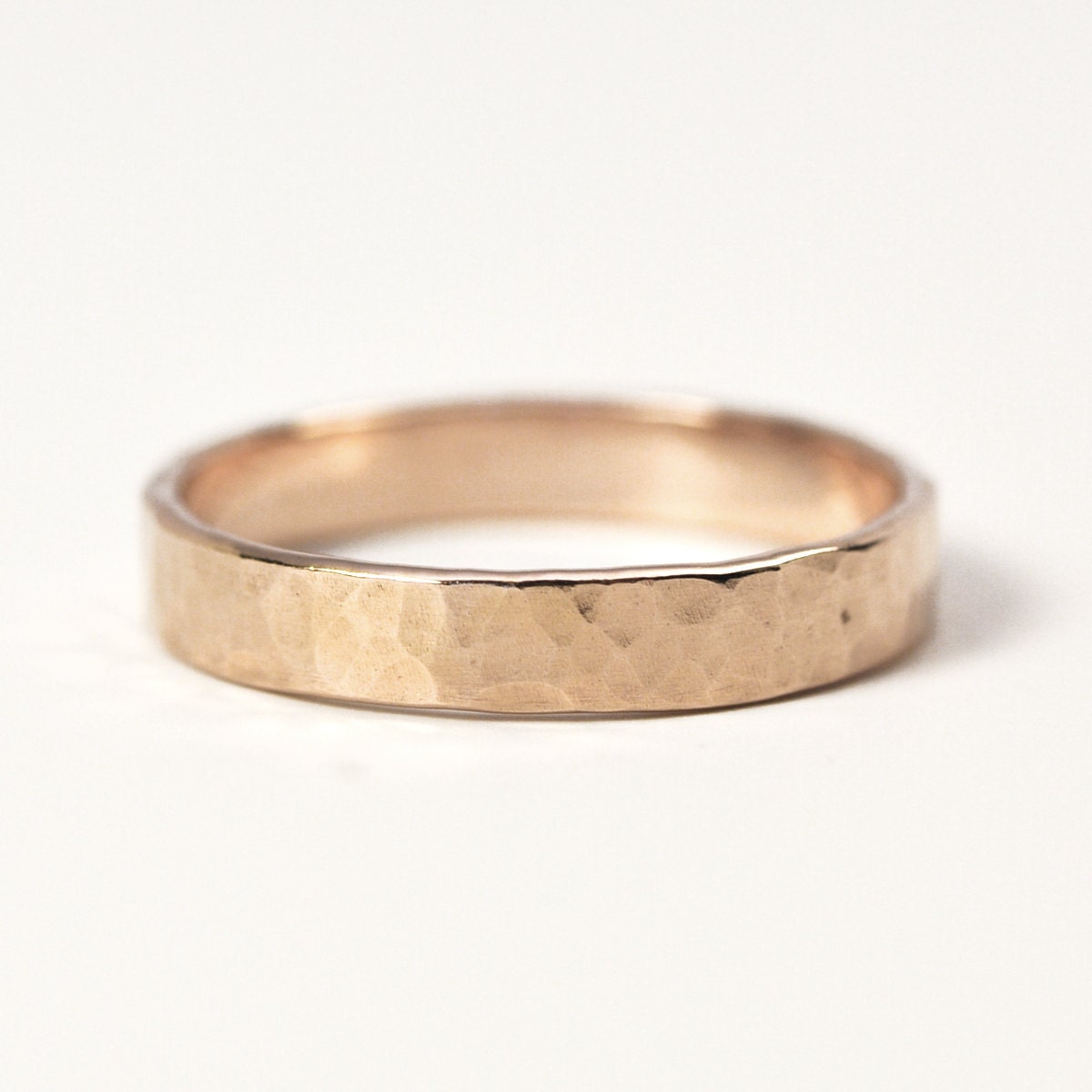 Hammered Rose Gold Ring, 14K Gold, 4mm Wide, Unisex Wedding Band, Unique, size 10.25-12 this listing, SeaBabeJewelry
