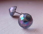 50% SALE - Silver Mist - vintage glass rhinestone earrings
