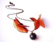 Never ending love . wearable art one of a kind fiber art satin handmade butterflies necklace . ready to ship