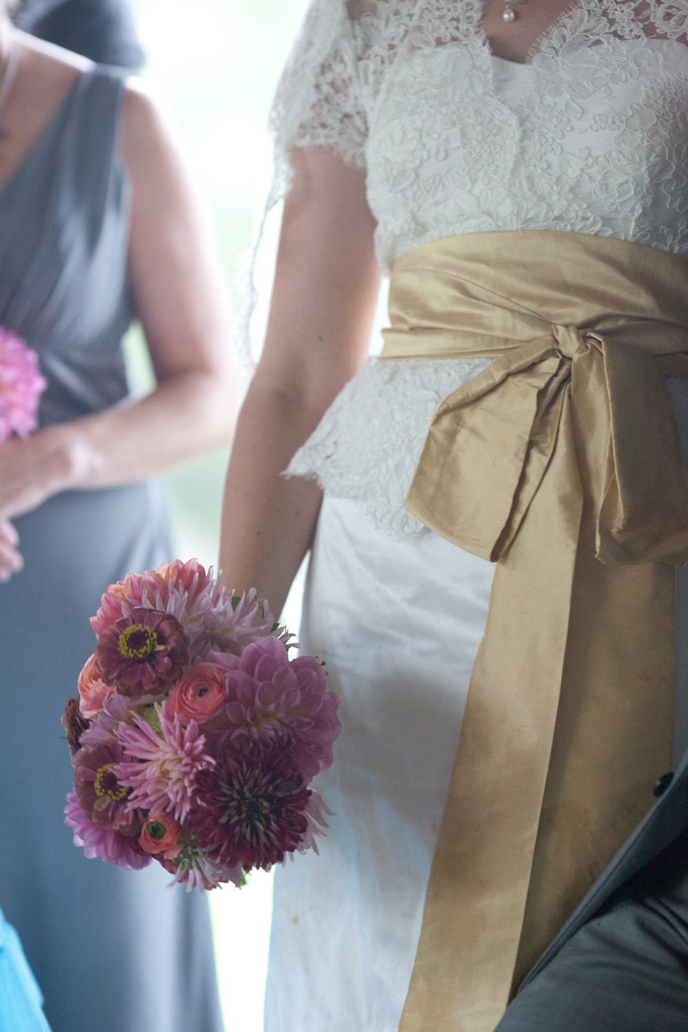 Bridal Sash Wedding Gown Sash - Dupioni Silk