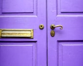 Purple Door With Letter Drop Abstract Architectural Photography Color Photo Luminous Enchanted Purple Door Metallic Print
